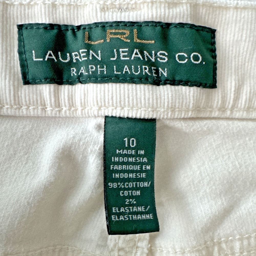 LRL Lauren Jeans Co Corduroy Pants Womens Size 10‎ Ivory Cream Classic Straight - Picture 7 of 16